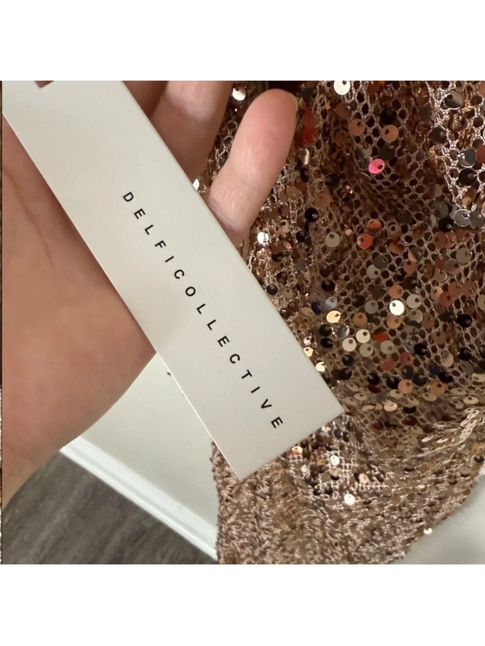 Delfi Collective Avelie Ruched Sequin Dress in Nude - Picture 12 of 15